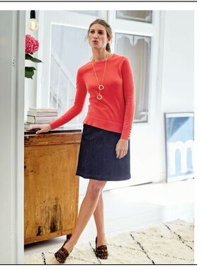 Boden Tilly Jumper Hot Pink Pale Pink Contrast Hem Cotton Blend Sweater Size M